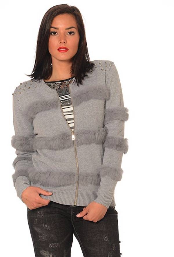 leslie monte carlo gilet gris à zip