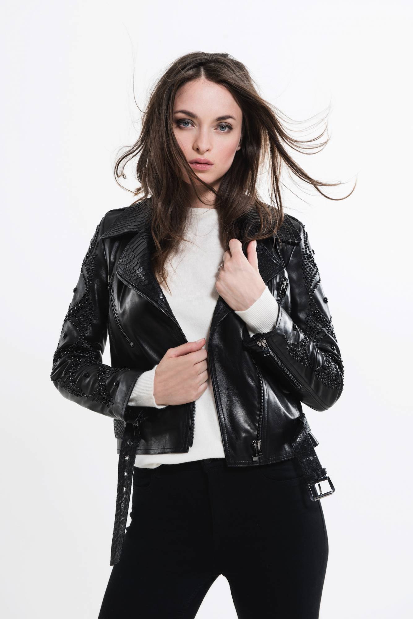 Veste en cuir style motard