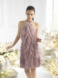 Robe de soiree beige nude