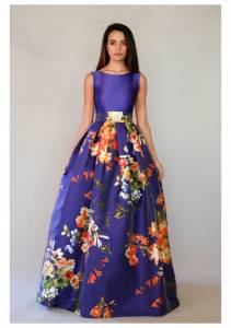 robe pour cocktail et céréméonie bleu fleurie à marseille 2016 paca
