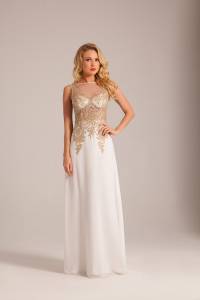 robe longue blanche et or pour soirée ou mariage , marseille ,lm gerard , collection fashion new-york 