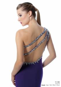 Robe longue de soirée dos nu avec cristal - 5 coloris du 38 au 44