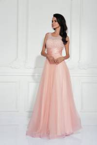 robe longue rose corizzi collection 2016 , perlée, tulle et satin , plusieurs coloris 