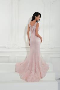 robe longue corizzi pour lm gerard marseille , tulle et dentelle rose , plusieurs coloris 