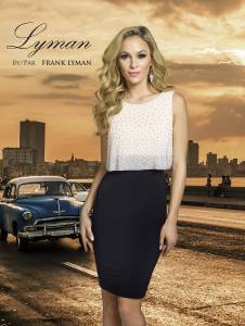 robe chic courte , noire et beige , perles argent , collection frank lyman 2016 , grandes tailles , du 32 au 52