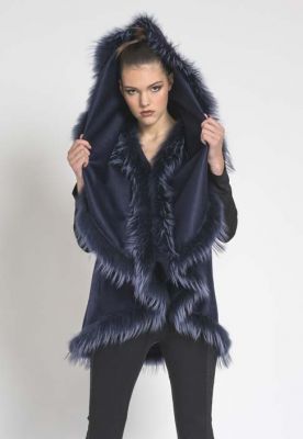manteau fourrure gris bleu akhesa marseille