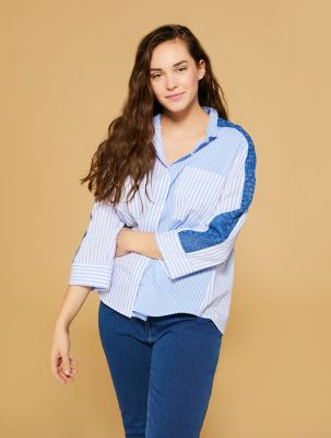 chemise blanche et bleu