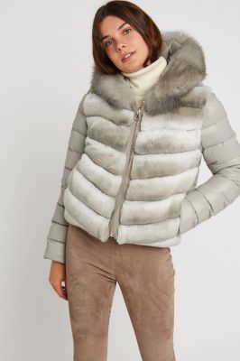 doudoune beige capuche fourrure