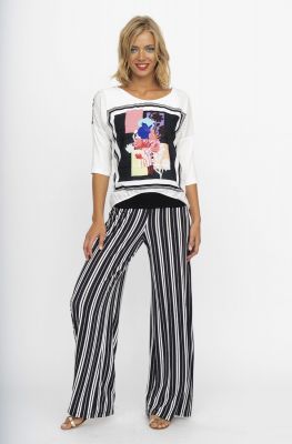 Eroke pantalon large rayé et t-shirt blanc