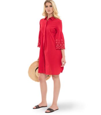 Fuego Woman robe rouge longue manche