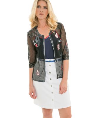 Fuego Woman jupe blanche et veste noire