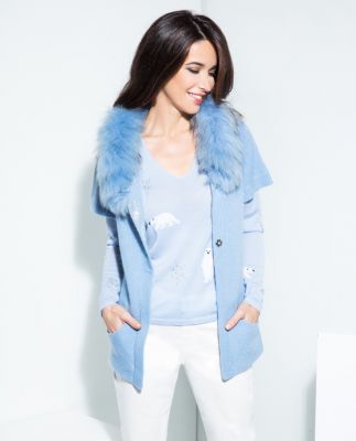 gilet bleu fourrure Fuego Woman