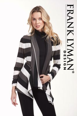 gilet à rayures gris blanc et noir