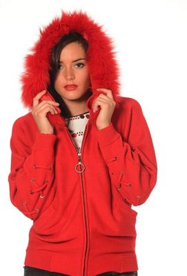 gilet rouge capuche