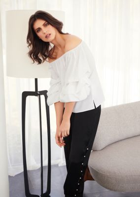 haut tshirt blanc col large