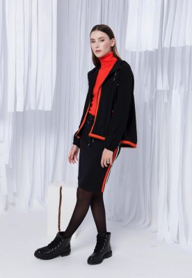 jupe courte noire rayures orange