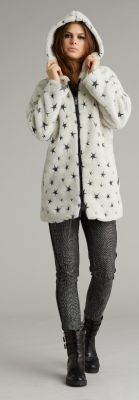 lauren vidal veste fourrure motif étoiles