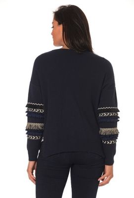 leslie monte carlo gilet bleu frange manches