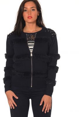 leslie monte carlo gilet bleu marine à zip