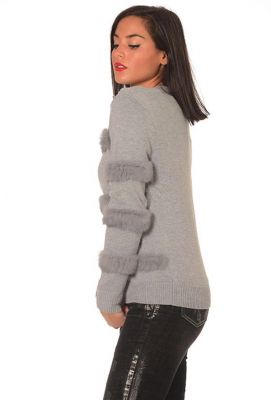 leslie monte carlo gilet gris avec fourrure manches