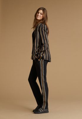 Pantalon noir relax avec rayures or