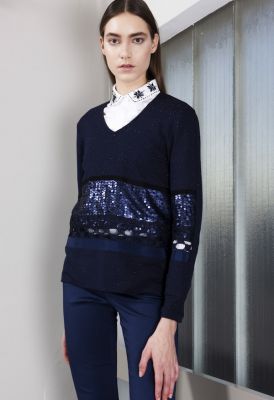 pull bleu marine col v