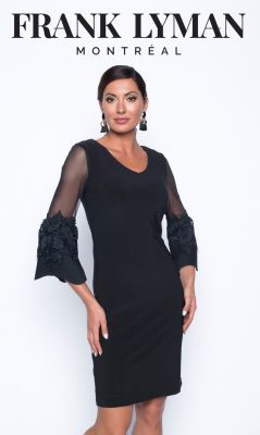 robe courte noire habillée manches evasées