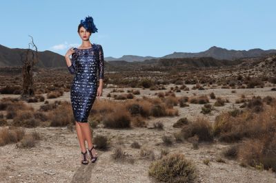 robe cérémonie courte bleue manche longue