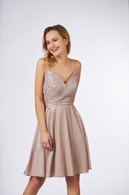 robe courte soirée paillette couleur nude cassis