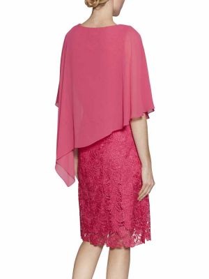 robe courte de cocktail rose et dentelle vue de dos