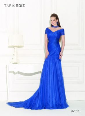 robe bleu électrique longue cérémonie avec traine
