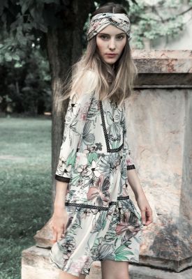 robe courte imprimée vert