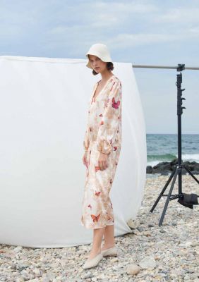 robe longue imprimée rose