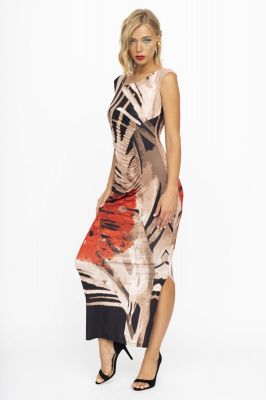 robe longue sans manche imprimée
